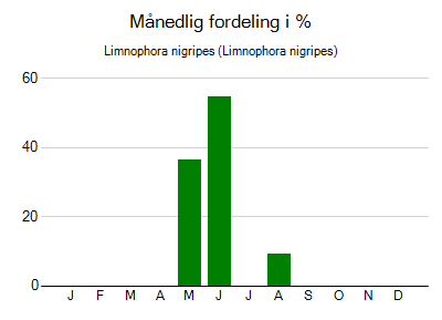 Limnophora nigripes - månedlig fordeling