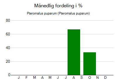 Pteromalus puparum - månedlig fordeling