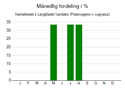 Hjertebladet x Langbladet Vandaks - månedlig fordeling