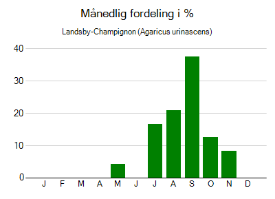 Landsby-Champignon - månedlig fordeling