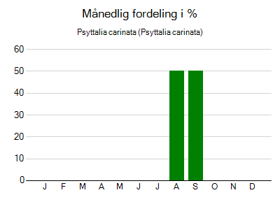 Psyttalia carinata - månedlig fordeling