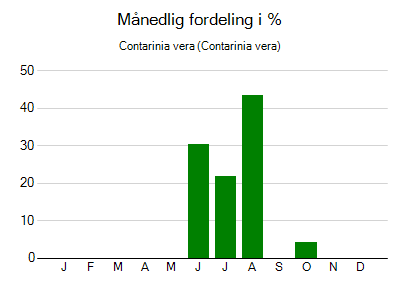 Contarinia vera - månedlig fordeling