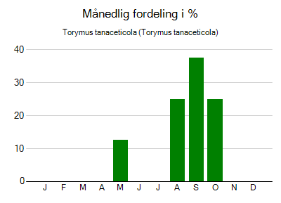 Torymus tanaceticola - månedlig fordeling