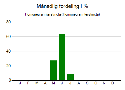 Homoneura interstincta - månedlig fordeling