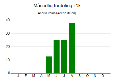 Aceria iteina - månedlig fordeling