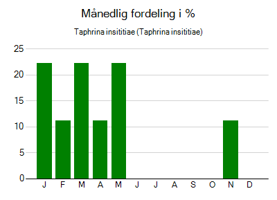 Taphrina insititiae - månedlig fordeling