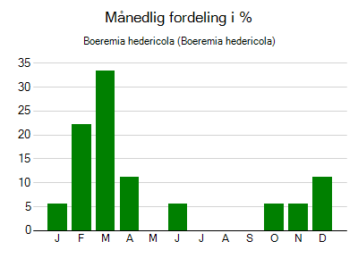 Boeremia hedericola - månedlig fordeling