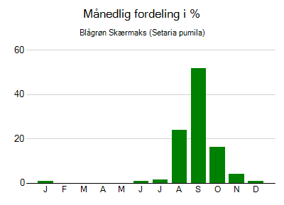 Blågrøn Skærmaks - månedlig fordeling