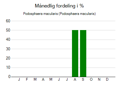 Podosphaera macularis - månedlig fordeling