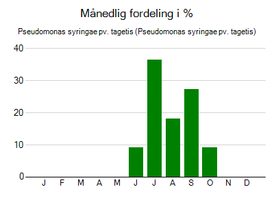 Pseudomonas syringae pv. tagetis - månedlig fordeling