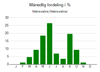 Nebria salina - månedlig fordeling