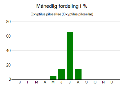 Oxyptilus pilosellae - månedlig fordeling