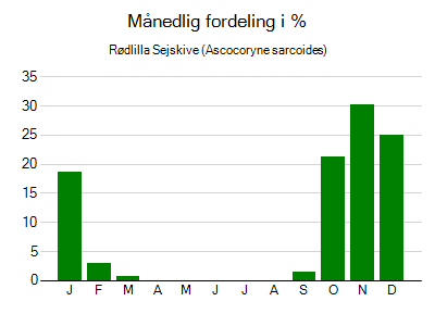 Rødlilla Sejskive - månedlig fordeling