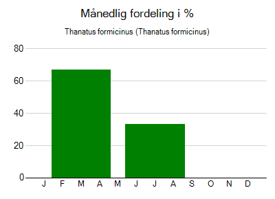 Thanatus formicinus - månedlig fordeling