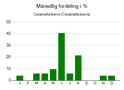 Ceratinella brevis - månedlig fordeling