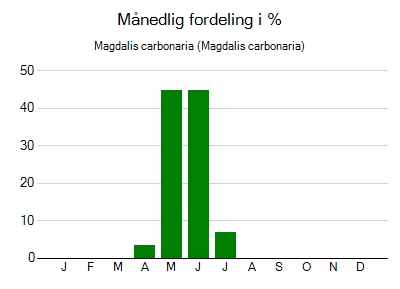 Magdalis carbonaria - månedlig fordeling