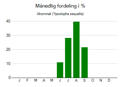 Ahornmøl - månedlig fordeling