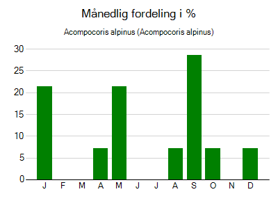 Acompocoris alpinus - månedlig fordeling