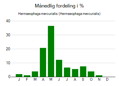 Hermaeophaga mercurialis - månedlig fordeling