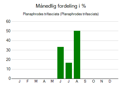 Planaphrodes trifasciata - månedlig fordeling
