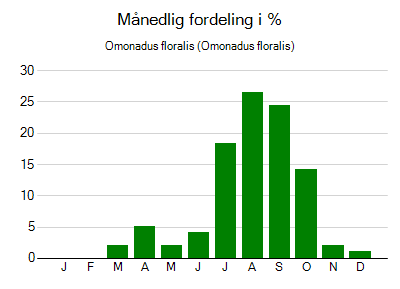 Omonadus floralis - månedlig fordeling
