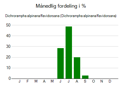 Dichrorampha alpinana/flavidorsana - månedlig fordeling