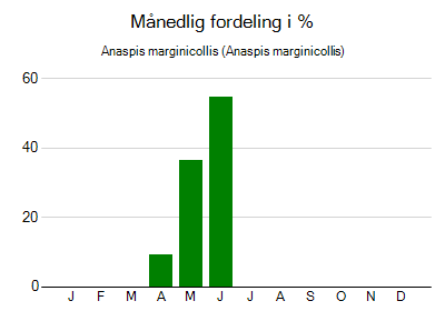 Anaspis marginicollis - månedlig fordeling