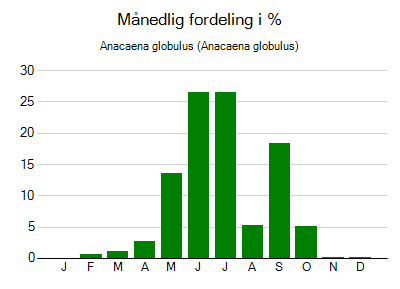 Anacaena globulus - månedlig fordeling