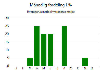 Hydroporus morio - månedlig fordeling