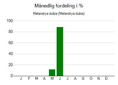 Melandrya dubia - månedlig fordeling
