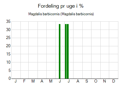 Magdalis barbicornis - ugentlig fordeling