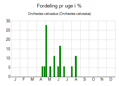 Orchestes calceatus - ugentlig fordeling
