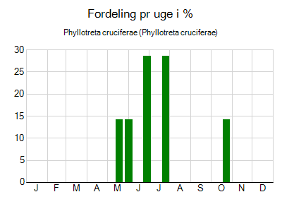 Phyllotreta cruciferae - ugentlig fordeling