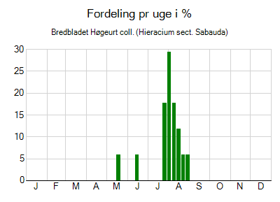 Bredbladet Høgeurt coll. - ugentlig fordeling