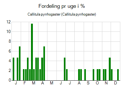 Callitula pyrrhogaster - ugentlig fordeling