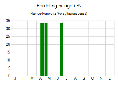 Hænge-Forsythia - ugentlig fordeling