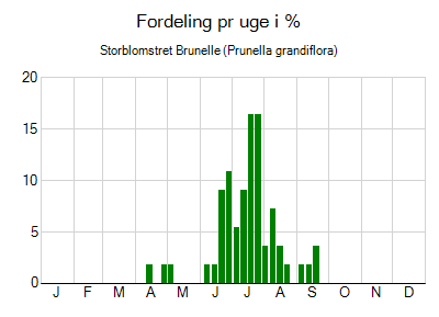 Storblomstret Brunelle - ugentlig fordeling