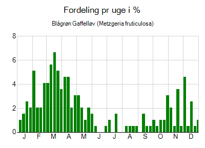 Blågrøn Gaffelløv - ugentlig fordeling