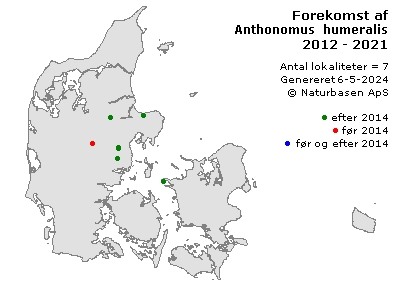 Anthonomus humeralis - udbredelseskort