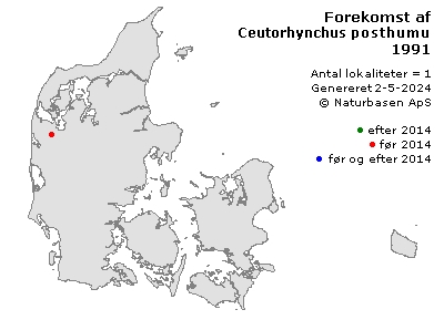Ceutorhynchus posthumus - udbredelseskort