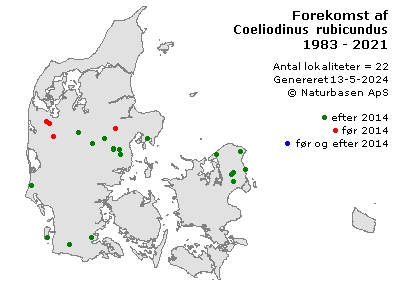 Coeliodinus rubicundus - udbredelseskort
