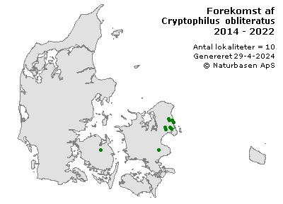 Cryptophilus obliteratus - udbredelseskort