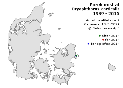 Dryophthorus corticalis - udbredelseskort