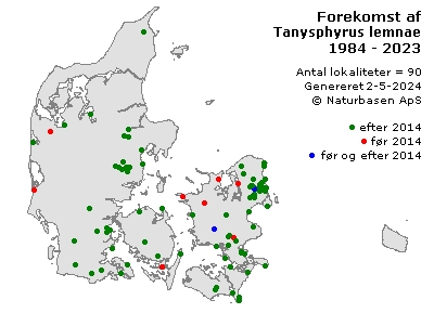 Tanysphyrus lemnae - udbredelseskort