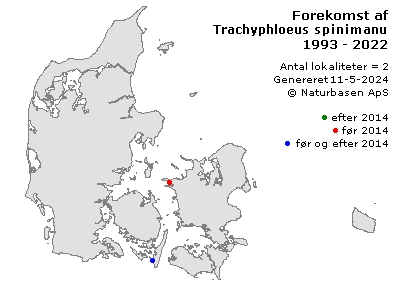 Trachyphloeus spinimanus - udbredelseskort
