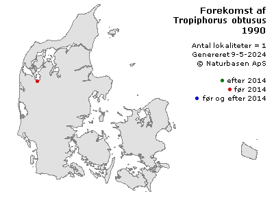 Tropiphorus obtusus - udbredelseskort