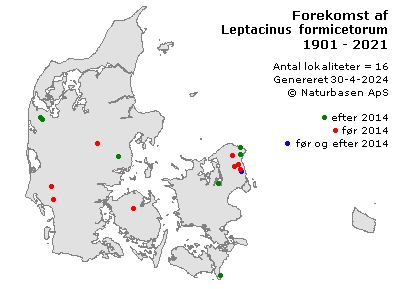 Leptacinus formicetorum - udbredelseskort