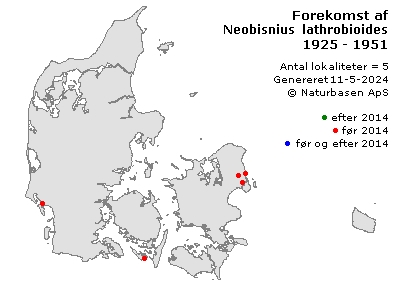 Neobisnius lathrobioides - udbredelseskort
