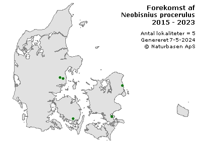 Neobisnius procerulus - udbredelseskort