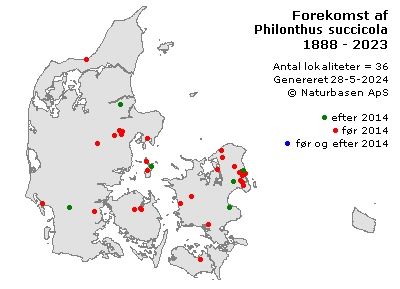 Philonthus succicola - udbredelseskort